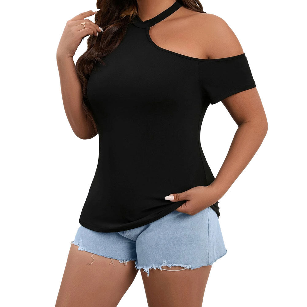 Women's Sexy Off-shoulder Slim-fit Knitted Short-sleeve Top