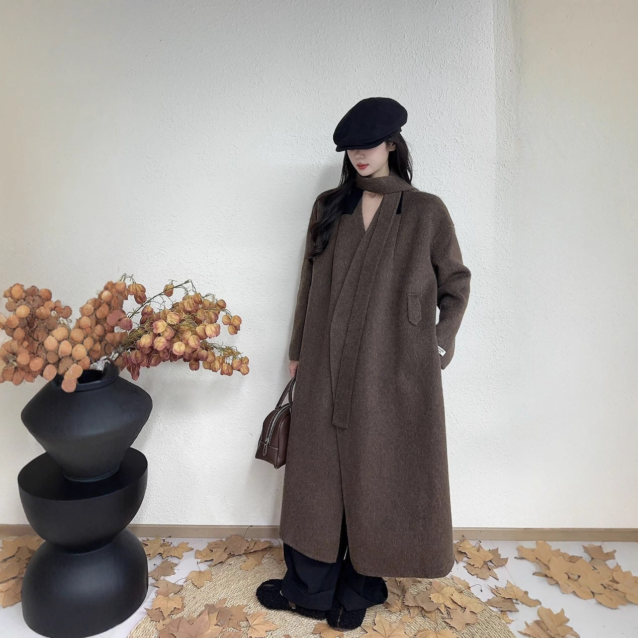 Long Double-sided Wool Coat In Korean Style