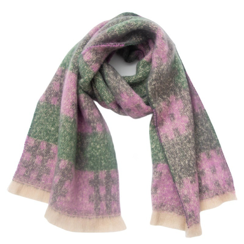 European And American-style Yarn Pattern Jacquard Scarf