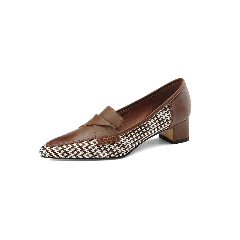 Autumn And Winter French Vintage Single Shoe Square Head