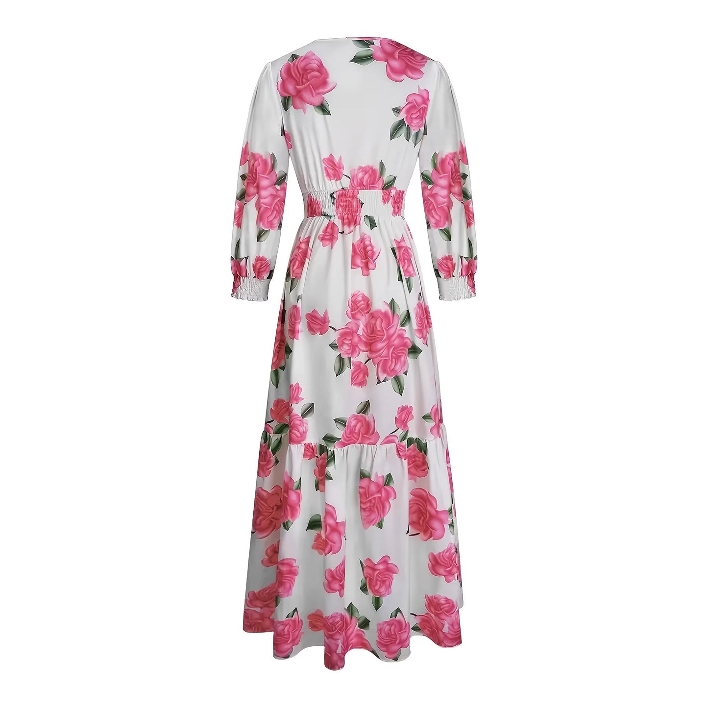 Womens Stylish Floral-print Elegant Dress