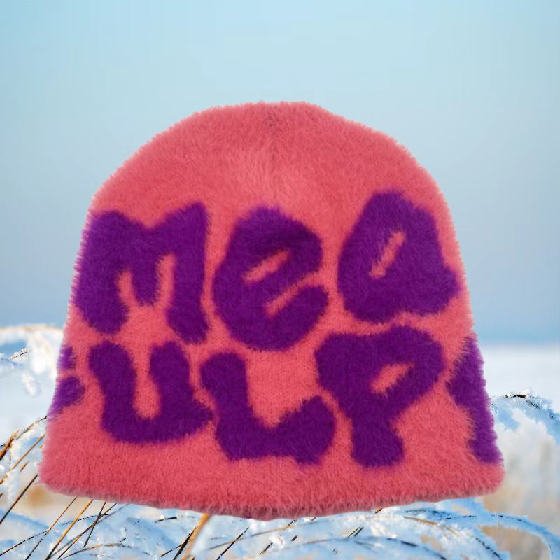 MEA Letter Jacquard Beanie Warm Knitted Hat