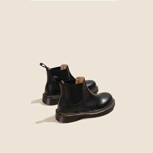 British Style Vintage Boots Children's Short Boots Leather And Cashmere Martin
