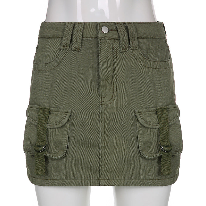 Women's Solid Color Low Waist Slim Bag Hip Skirt