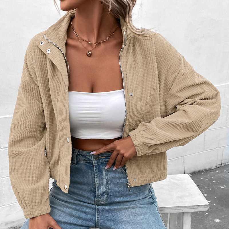 Fashion Leisure Corduroy Female Brown Jacket