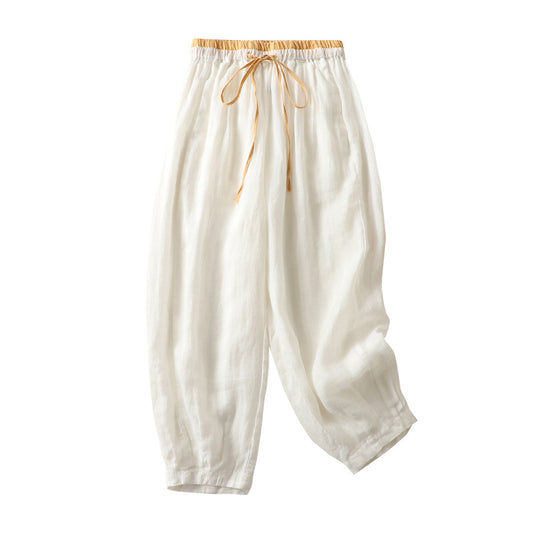 Women's Retro Artistic Loose Slimming Ramie Harem Pants