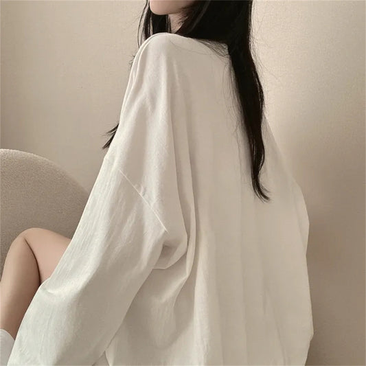 Cotton Fall Mid-length T-shirt Female Students Loose