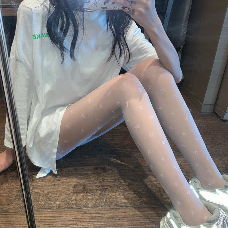 Summer Fashion Thin Bottoming Beautiful Legs Bow One-piece Socks