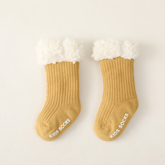 Super Thick Lamb Wool Children's Floor Socks Solid Color