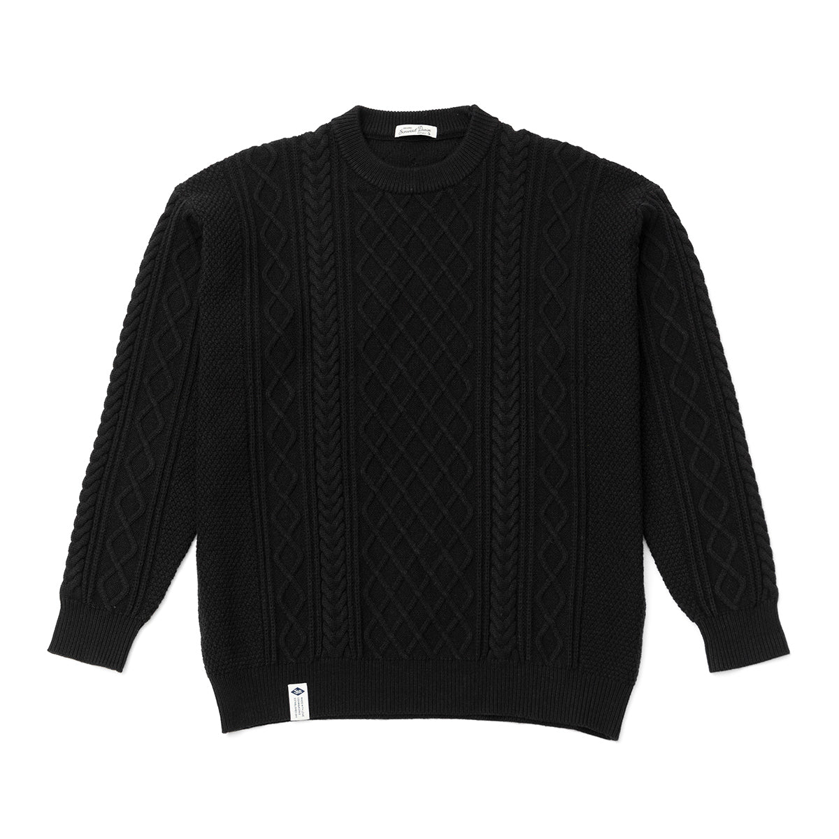 Winter Acrylic Cotton Blend Crew Neck 3D Diamond Cable Sweater