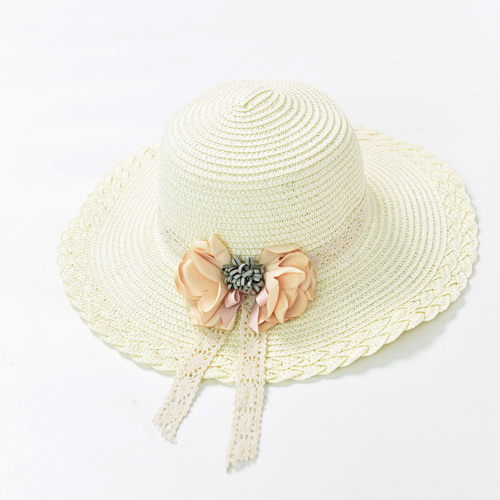 Flower Lace Children's Sunscreen Shade Straw Hat
