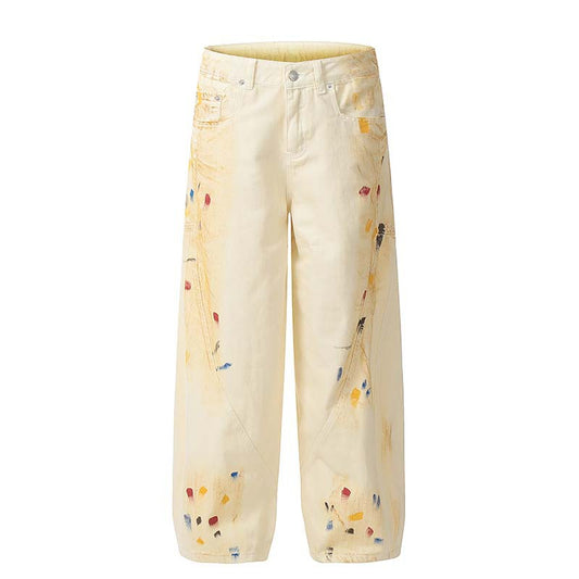 High-Street Retro Spray-Painted Splatter Pants