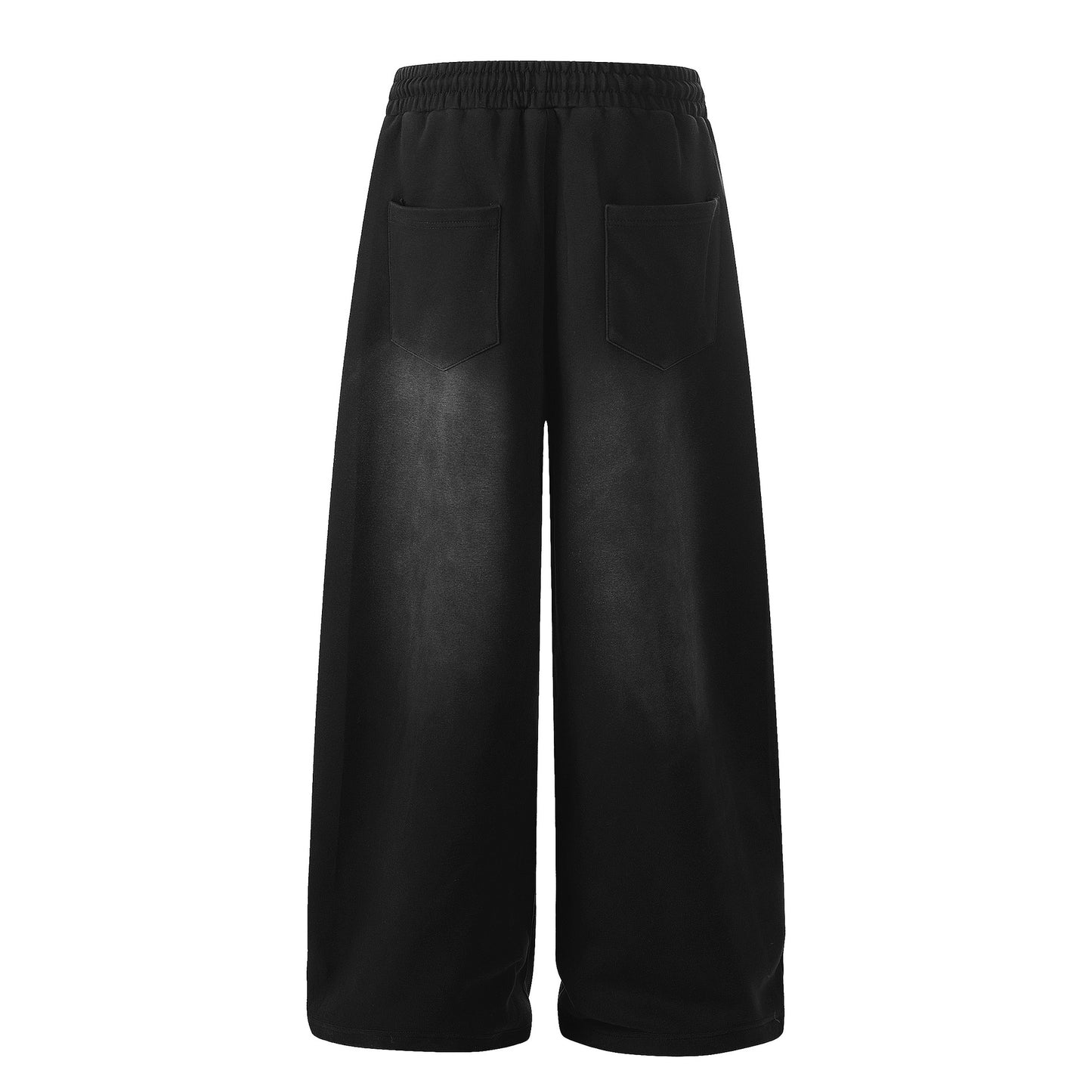 Womens Black Elastic-Waist Wide-Leg Cropped Pants