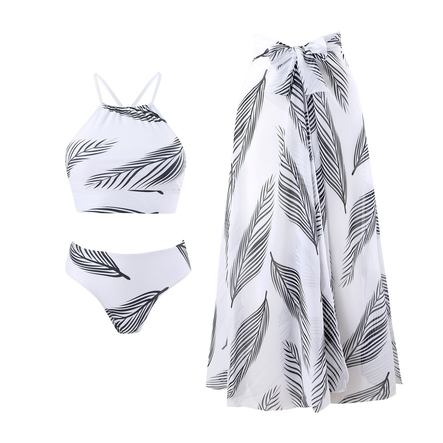 Conservative Three-piece Skirted Bikini Set