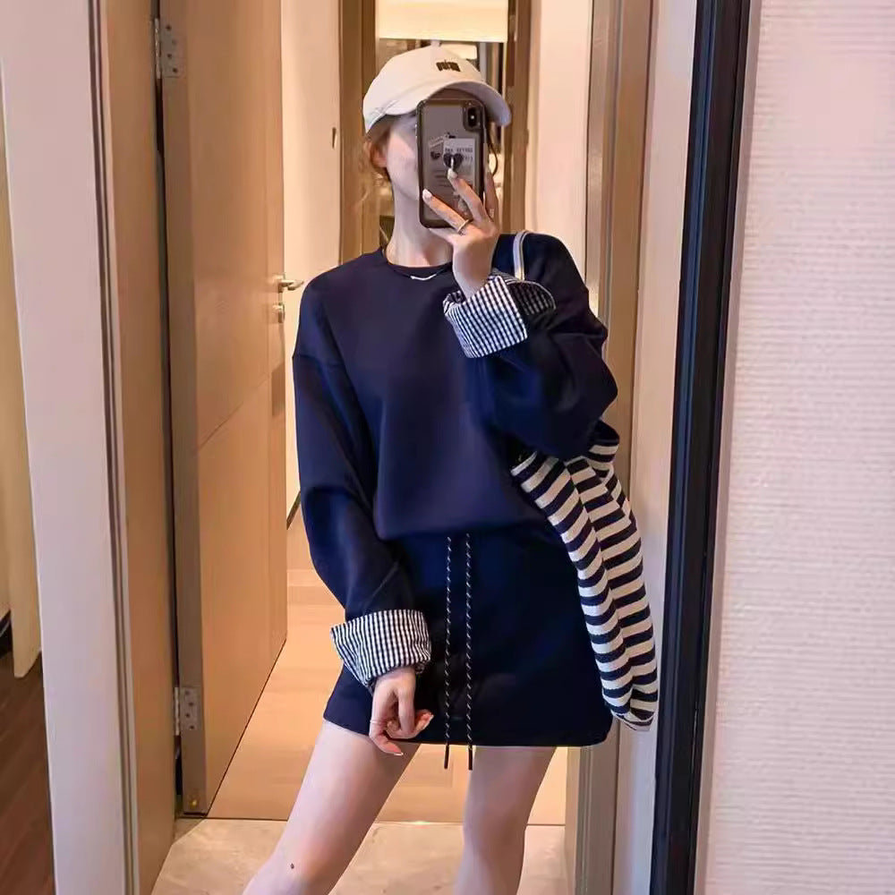 Long-sleeve Top And Skirt Set Top And Skirt