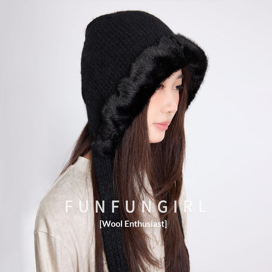 Women's Wool Knit Hat Outdoor Windproof Ear Protection Beanie