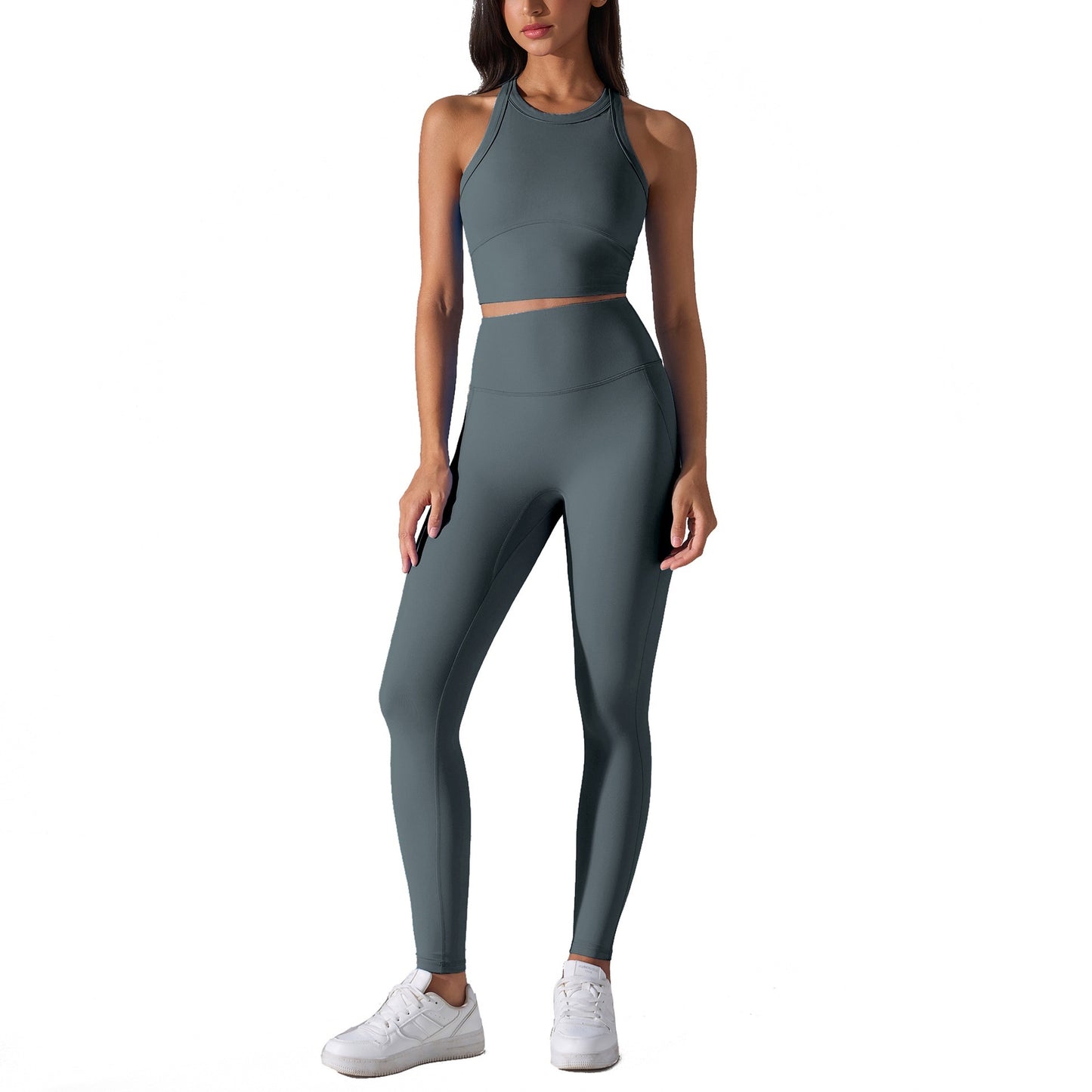 High Waisted Butt Lifting Yoga Pants Womens Stretchy Tummy Control Cropped Pants For Fitness