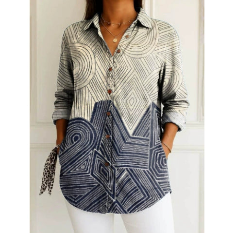Womens Casual Long Floral-print Top