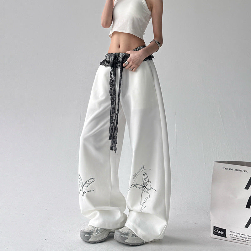 Fashion Temperament Lace Women's Casual Pants