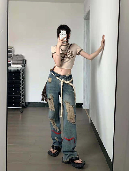 Summer Design Sense Small Crowd Contrast Color Tight Thin Short Top