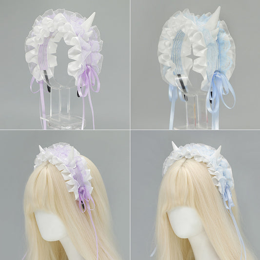 Subculture Gothic Style Devil Horn Y2g Lolita Dragon Horn Hair Band