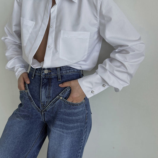 Women's American Style Retro High Waist Straight Jeans
