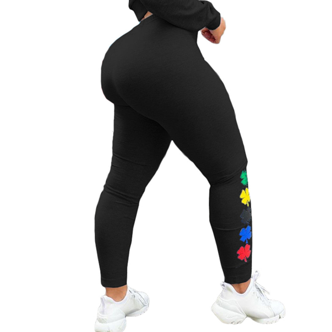 Fashion Printed Sexy Slim-fit Buttocks Casual Trousers