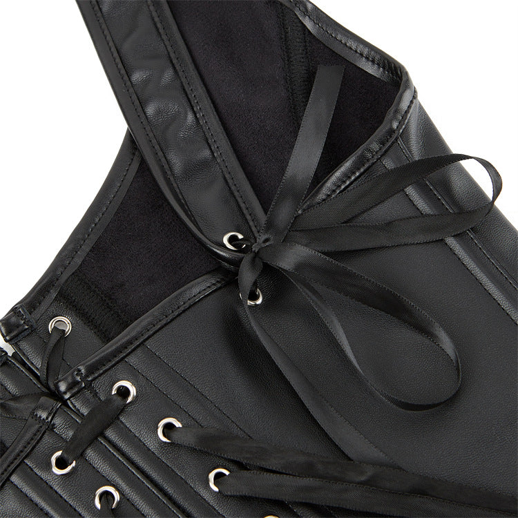 PU Leather Women's Tube Top Bodybuilding Corset