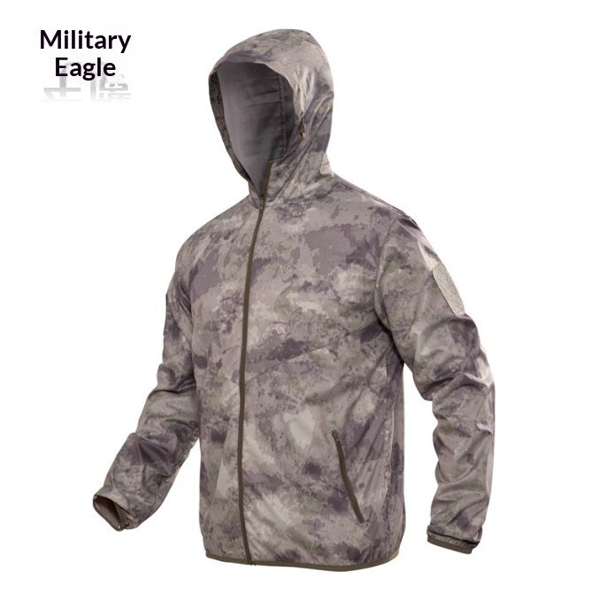 Quick-drying Camouflage Skin Suit Tactical Hooded Outdoor Windbreaker With Breathable Design