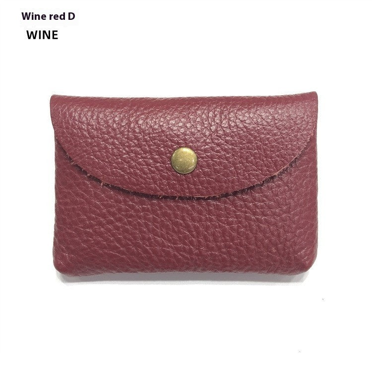 First Layer Cattlehide Leather Fashion Hidden Hook Coin Pocket Card Holder Mini-Portable
