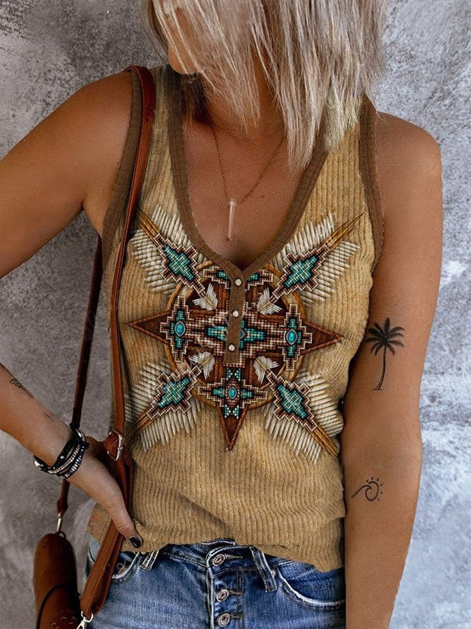 Summer Cool V-neck Digital Printing Women's Vest