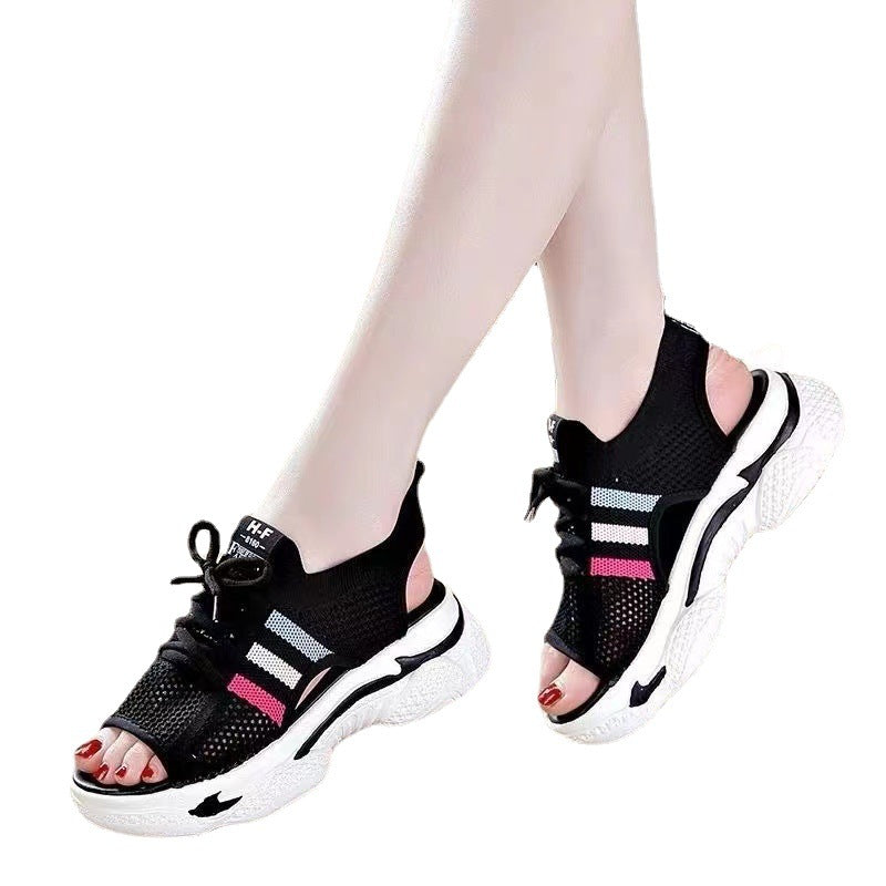 Women's Flat Knitted Fish Mouth Sandals