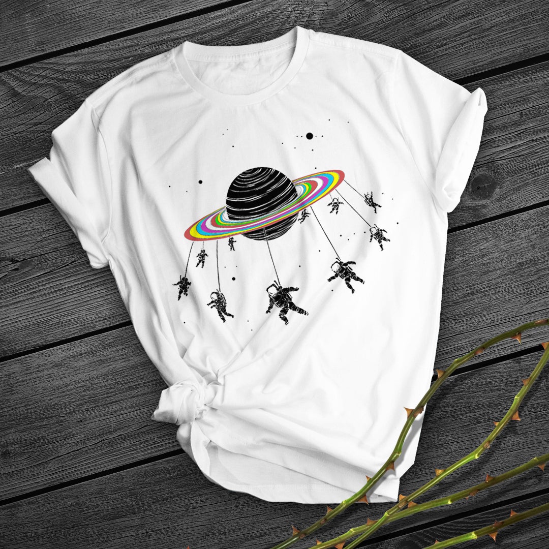 Psychedelic Planet Print Short Shirt Team Uniform European And American Fabrics