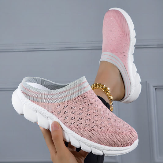 Breathable Flyknit Socks Semi Slipper Women's Shoes Lightweight Casual