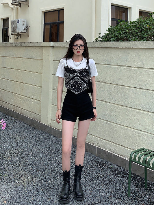 Women's Summer New Small Tall Waist Stretch Pants All-match