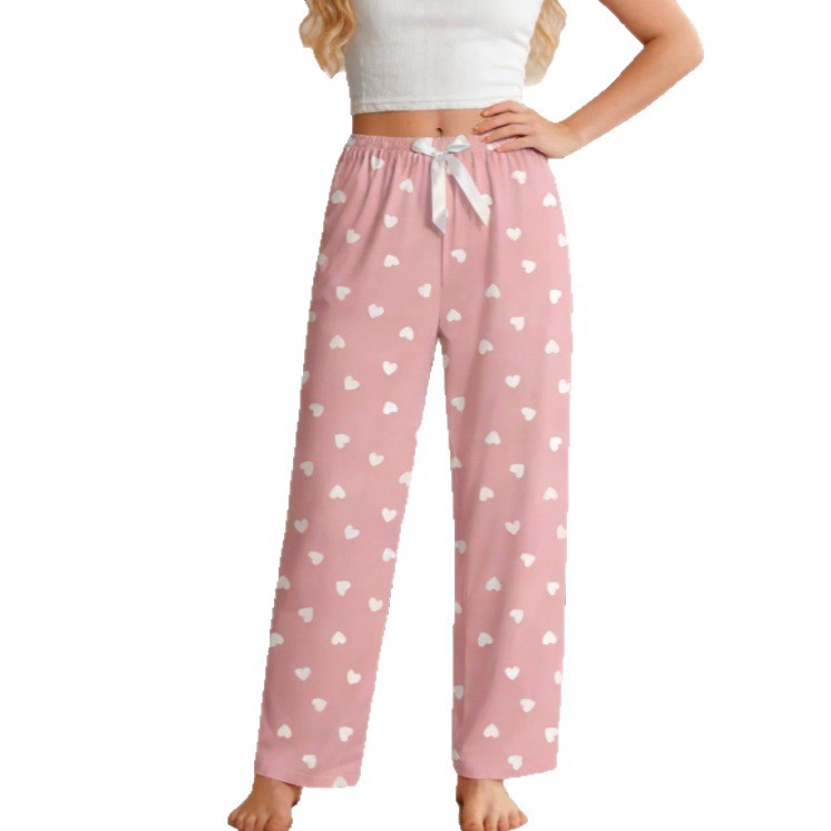 Casual Comfortable Straight-leg Pants With A Heart-print Design