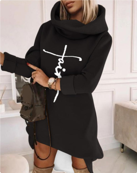 Long Sleeve Hood Pocket Long Sleeve Long Loose-fitting Casual Pullover Women
