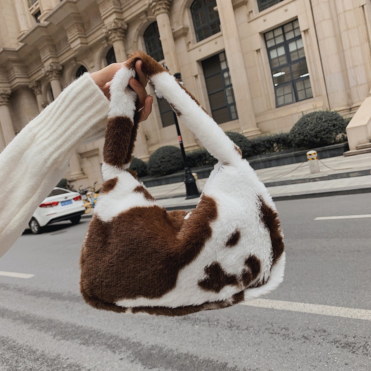 New Plush Harajuku Style Cow Fashion Plush Simple Personality Crossbody Bag