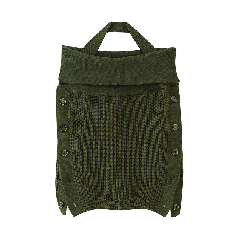 Fashion Backless Hanging Collar Knitted Sling Top