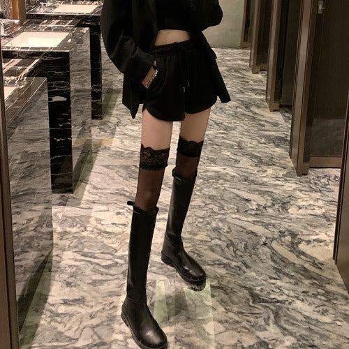 Girls Lace Tall Socks Thin Over Knee