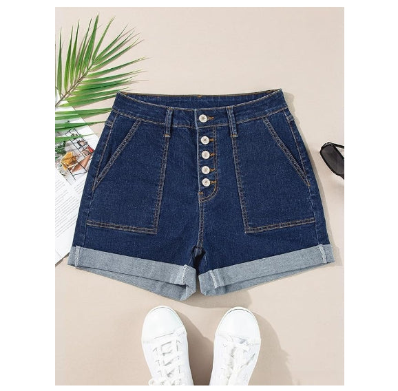 Womens High-waisted Slim-fit Denim Shorts