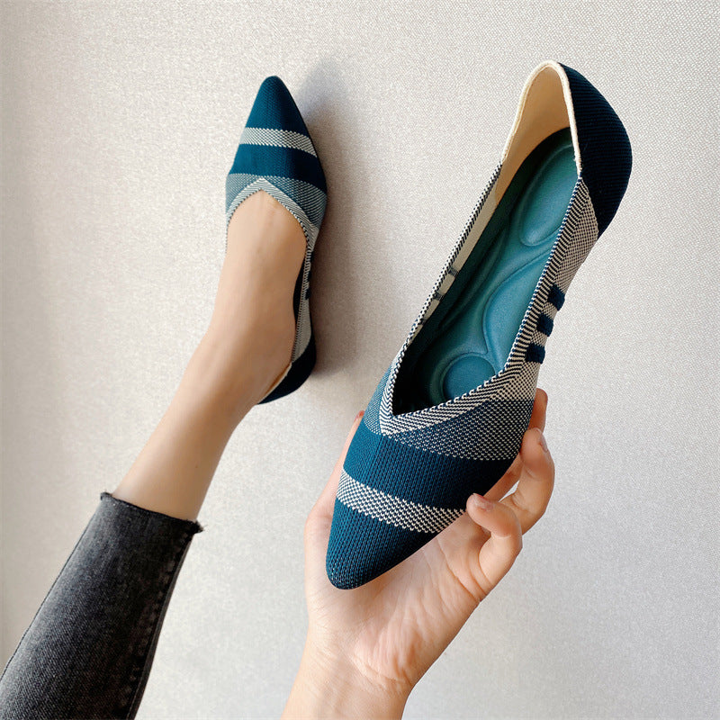Women's Fashion Flyknit Pointed Braided Shoes