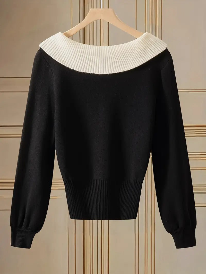 Women's Chic Sweater - Elegant Pullover With Long Flowing Lines