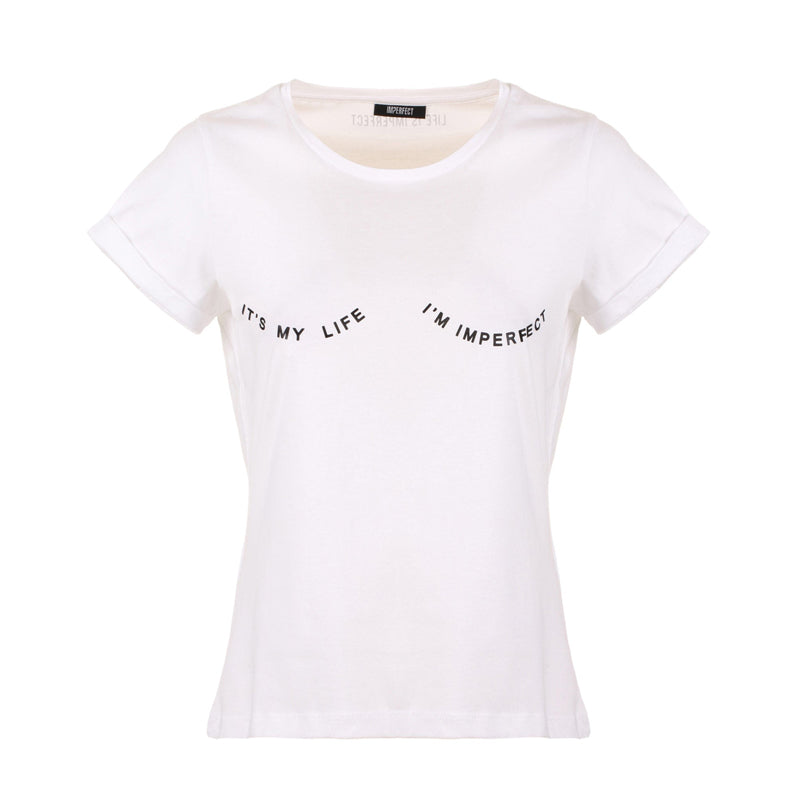 Imperfect White Top Round Neck Women's Polyester Clothes