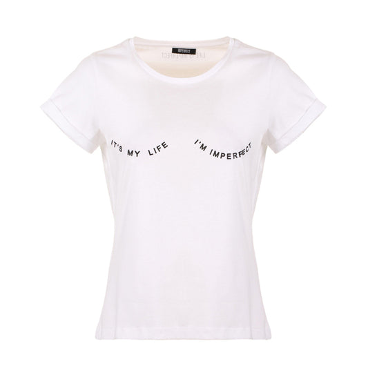 Imperfect White Top Round Neck Women's Polyester Clothes