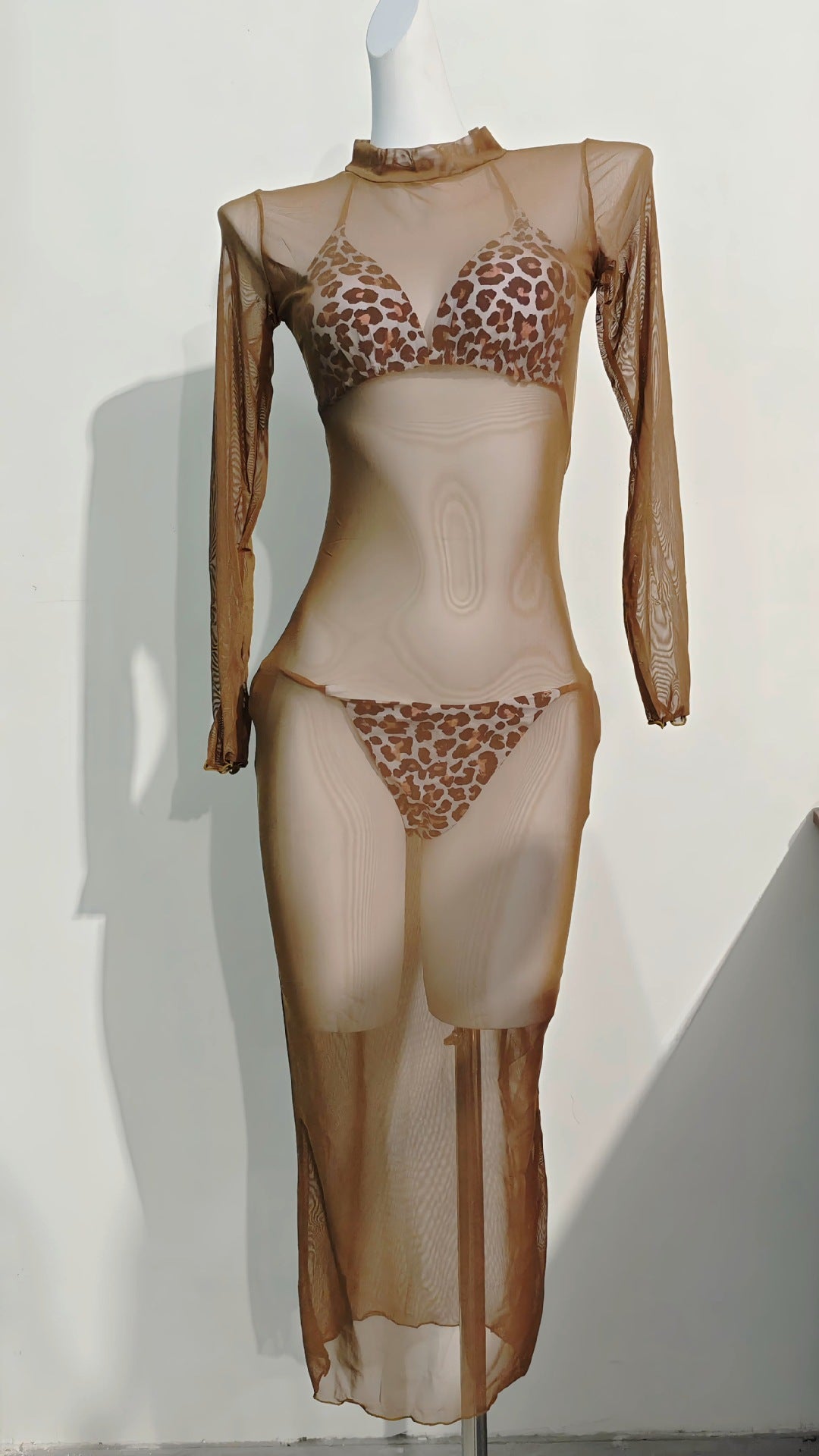 Cute Girls Retro Sexy Two-Piece Set With Leopard-Print Knot