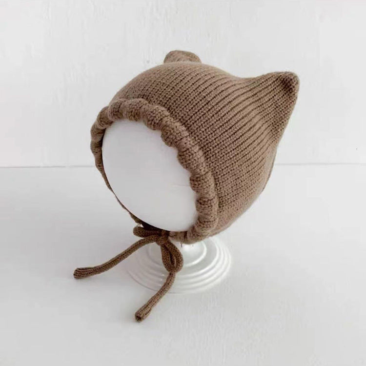 Double Angle Cute Earflaps Baby Woolen Cap Knitted Hat