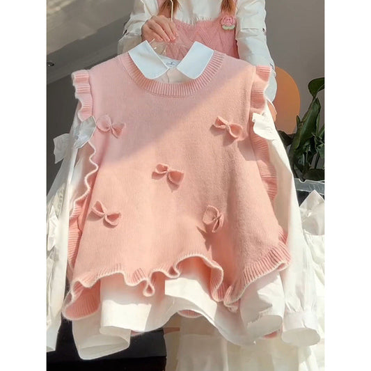 Gentle Three-dimensional Flower Round Neck Knitted Women