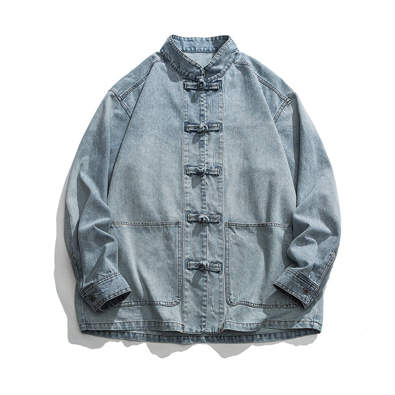 Plus Size Men's Denim Clothing Chinese Style Retro