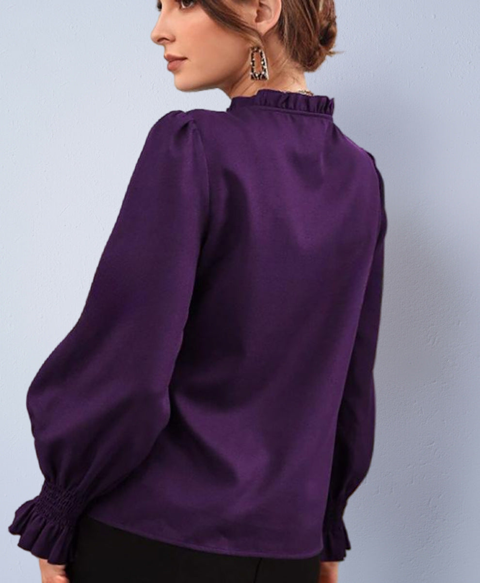 European And American Women's Clothing Faux Silk Blouse